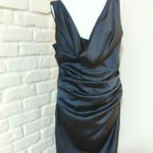 David Bridal Black Stretch Satin Bridesmaid Sz 12
